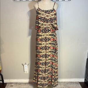 Yellow Multi coloured Spaghetti Strap Sundress Maxi NWT size S